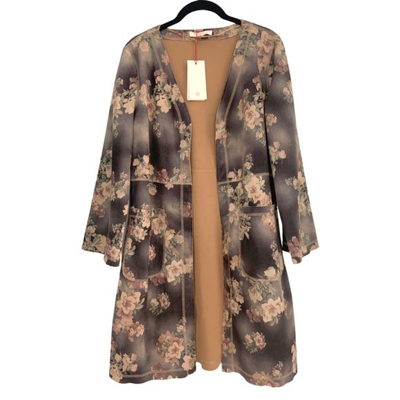 Solitaire Jackets & Blazers - Super Soft Faux Suede Floral Jacket w/ Pockets